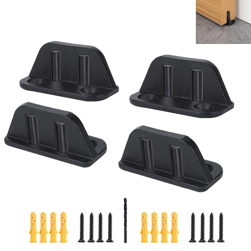 4 Barn Door Floor Guide Bearing Design Sliding Barn Door Floor Guide Heavy Duty Metal Hardware, Strong and Durable Steel Frame(Black) Black of4