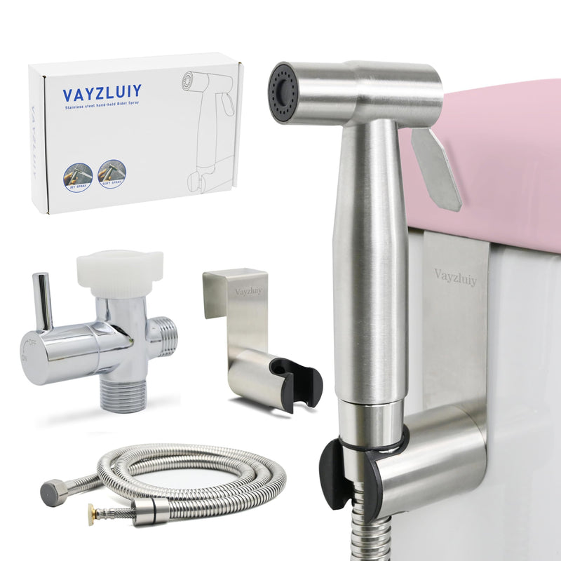 Handheld Toilet Bidet Sprayer for Toilet-Adjustable Water Pressure Control with Bidet Hose for Feminine Wash, Stainless Steel Brushed Nickel Cloth Diaper for Baby Wash (Stainless Steel, 1)