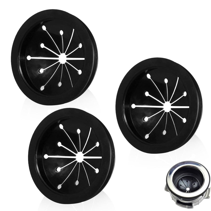 Kitchen Garbage Disposal Rubber Drain Insert,3pcs Garbage Disposal Cover,3 Inch Garbage Disposal Splash Guard,Disposal Splash Guard,Kitchen Sink Rubber Drain Guard Black
