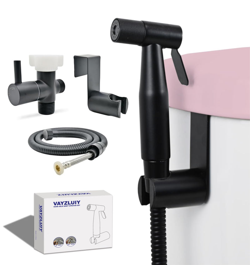 Handheld Toilet Bidet Sprayer for Toilet-Adjustable Water Pressure Control with Bidet Hose for Feminine Wash, Stainless Steel Brushed Nickel Cloth Diaper for Baby Wash (Matte Black, 1) Matte Black