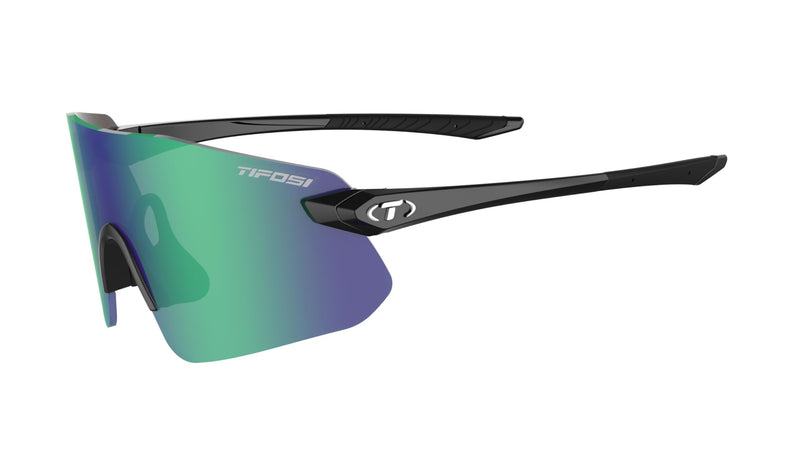Tifosi Vogel SL Sport Sunglasses Men & Women - Ideal For Baseball, Cycling, Cricket, Golf, Hiking, Running Gloss Black, Smoke Green Mirror