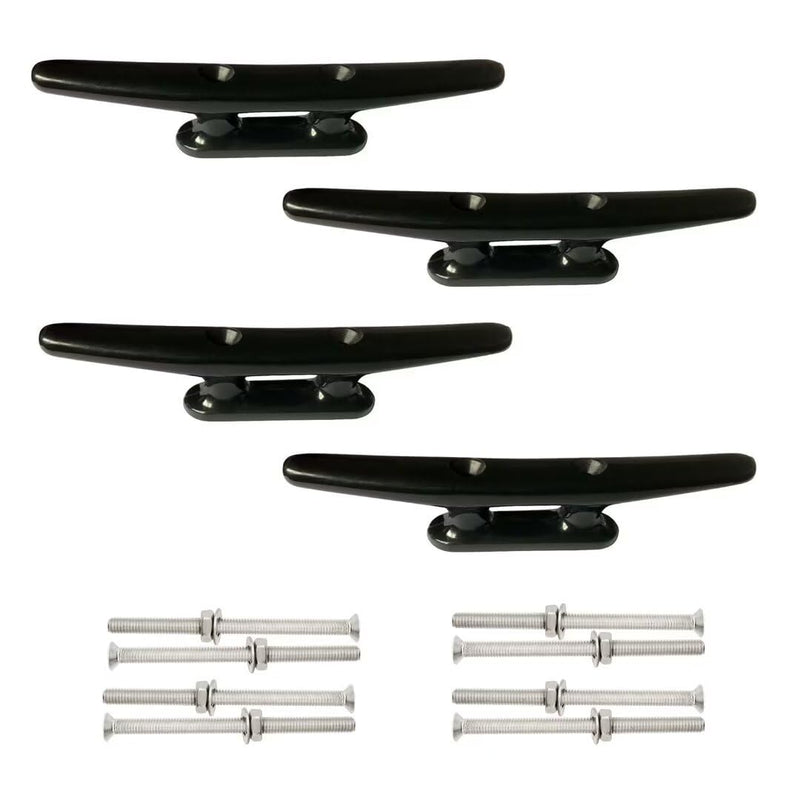 ISURE MARINE 4 Pack Boat Cleat Black Nylon Dock Cleat Kayak Cleat,4/6/8 inch with Fasteners 8 inch