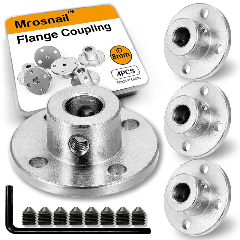 4Pcs 8mm Flange Coupling Connector, Rigid Shaft Axis Fittings, Electroplated & High Hardness Heat-Treated for DIY RC Model Motors 8mm 4Pcs 1