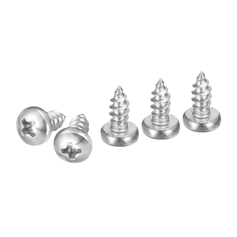 #4x1/4" Phillips Pan Head Self-Tapping Screw - 100Pack - Bright Finish 304 Stainless Steel Sheet Metal Screws Wood Screws #4x1/4"