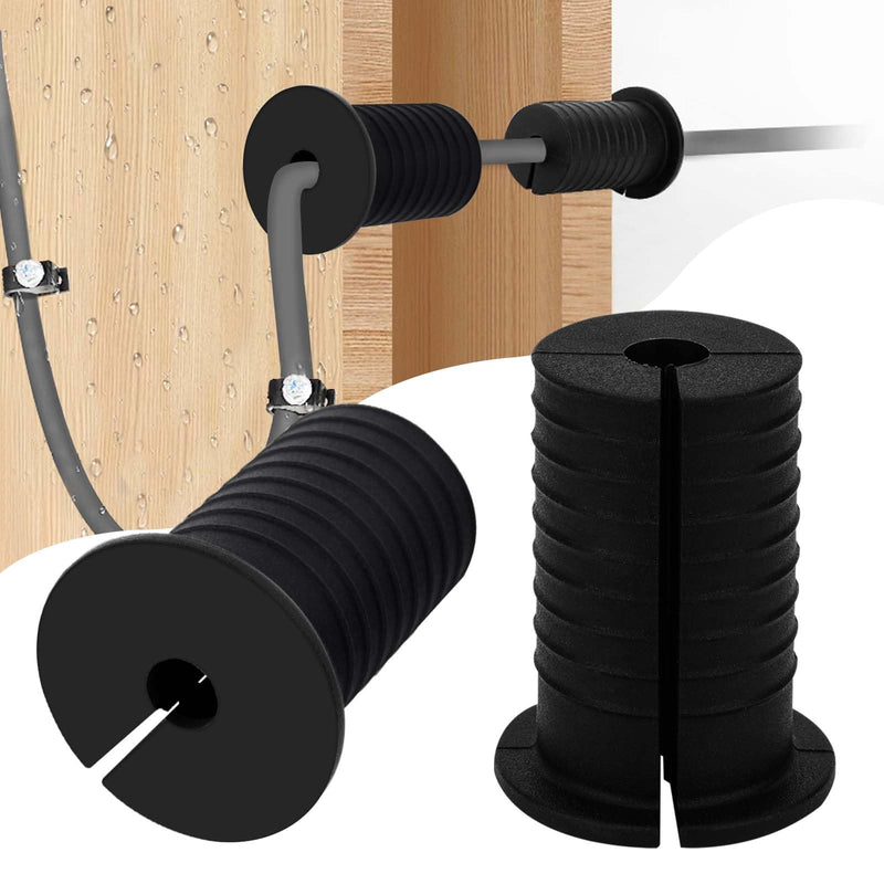 2 Pcs Starlink Cable Routing Kit for 1 Inch Wall Hole, Starlink Wall Grommet, Perforated Silicone Grommet, Cable Punch Grommet, Wall Grommet for Starlink Ethernet Cable (Black) Cable Routing Grommet