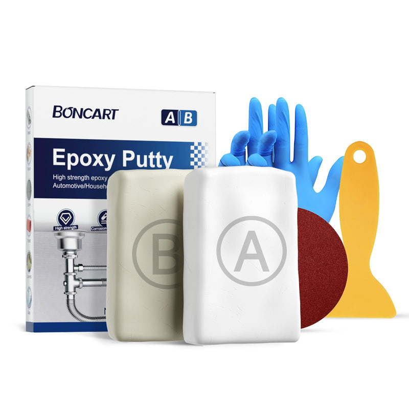Epoxy Putty, 200g Fast Repair Metal AB Epoxy Putty, 2 Part Epoxy Pool Putty, High Strength Epoxy Filler Putty, Sculpt Clay for Repairing, Bonding, Sculpting, for Metal, Wood, Tile, Ceramics (White) White
