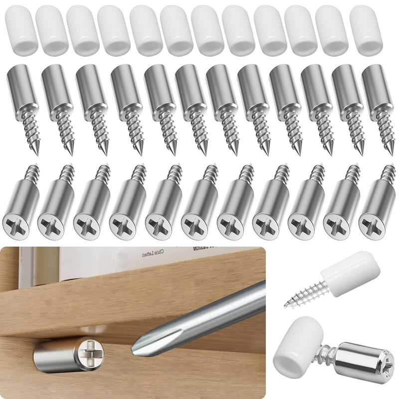 30 Pcs Shelf Support Pegs, Shelf Pins with Anti-Slip Silicone Sleeve, Pegs for Shelves for Kitchen Cabinet, Cupboard, Bookcase, Closet and Glass Case (30, Silvery White) 30 sets