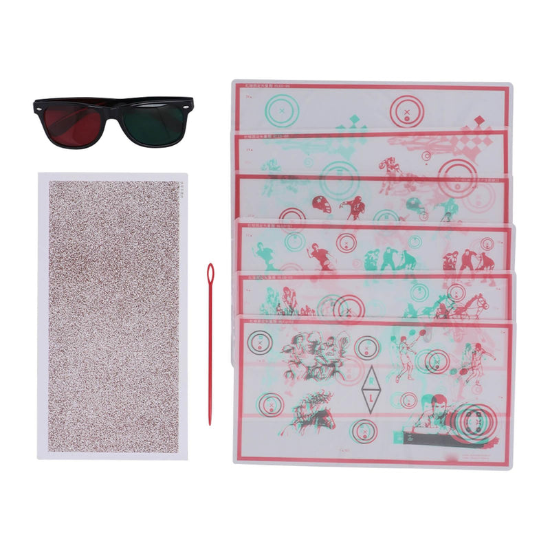 Red Green Fixed Tranaglyph, Convergence Insufficiency Eye Training Low Vision Test Chart with Glasses Eye Training Device Stereo Training Cards Visual Correction