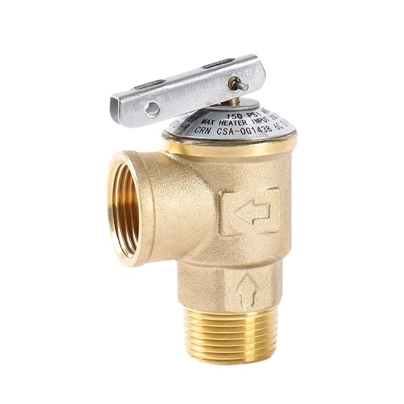 150PSI Temperature and Pressure Relief Valve 3/4" NPT Threaded, Push to Connect Brass Plumbing Fittings, Copper