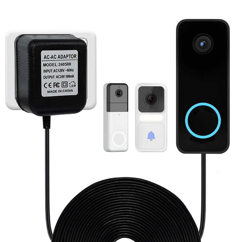 24V Doorbell Transformer Compatible with WYZE Doorbell v2, WYZE Wireless Doorbell Pro, WYZE Video Doorbell, XTU, AOSU Doorbell, 16ft Doorbell Power Adapter, Black