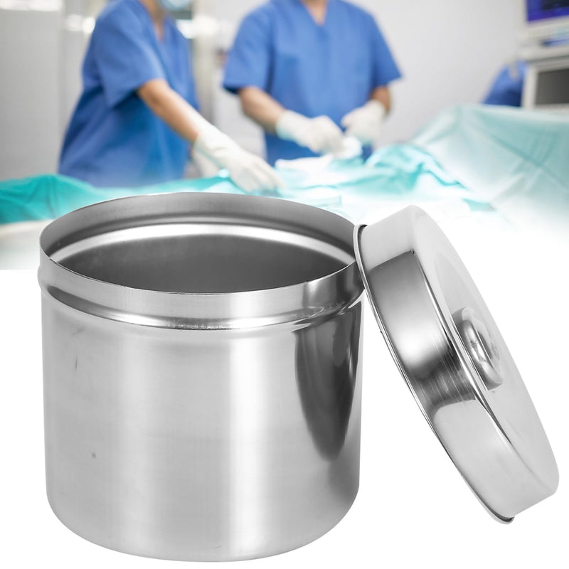 Stainless Steel Gauze Jar, Stainless Steel Ointment Jar Dressing Cotton Box Iodophor Gauze Container with Lid Convenient Storage for Medical Supplies First (12cm Gauze Cylinder)