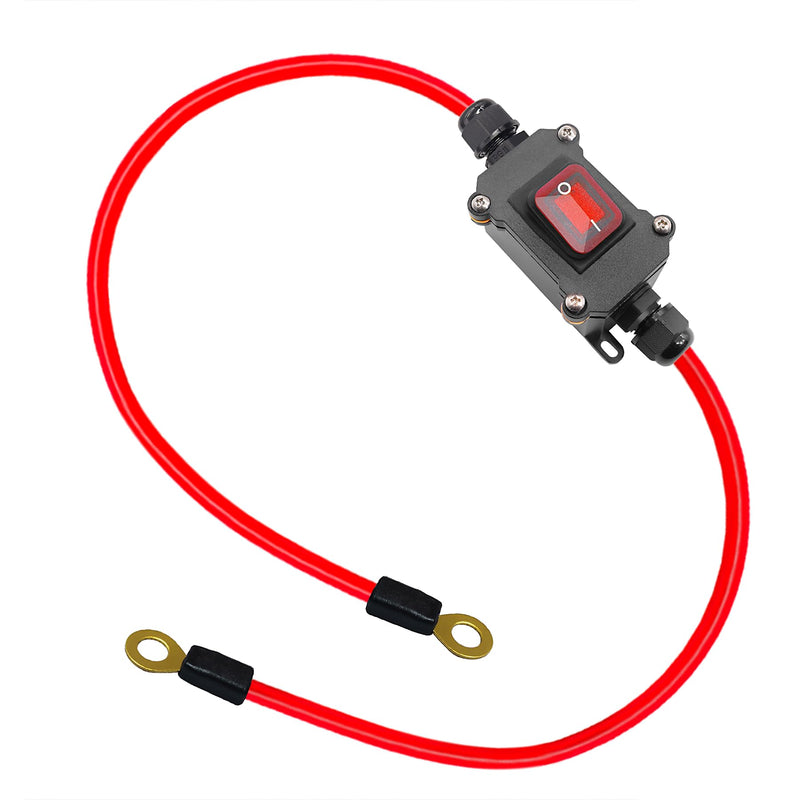 DC12V Inline Wire Switch DC12-24V DPST Dual Side Wiring Switch 25A IP67 with on/Off Quick Connect/Disconnect Switch with Copper Ring Power Cord 30 cm for Motorcycle and car Power on/Off.(DC) DC Waterproof Switch with Brass Ring