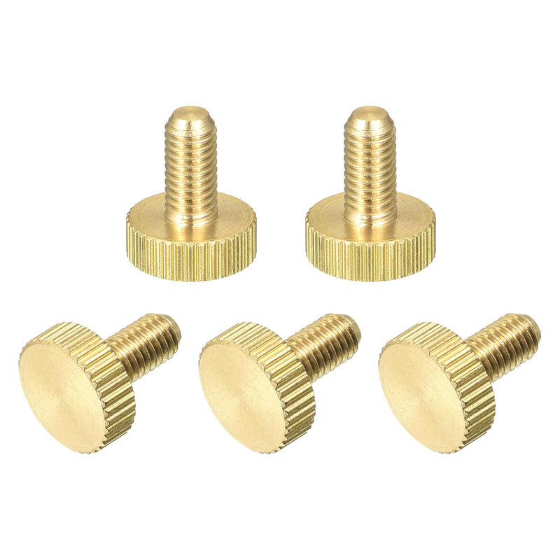 uxcell Knurled Thumb Screws, M5x10mm Flat Brass Bolts Grip Knobs Fasteners for Home, Electronic, Machine 5Pcs