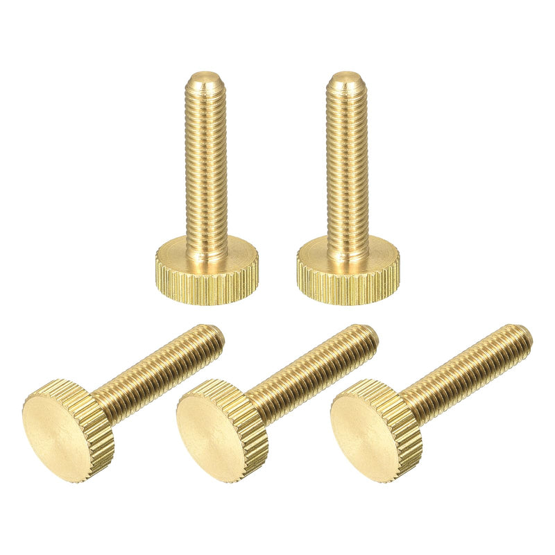 uxcell Knurled Thumb Screws, M5x25mm Flat Brass Bolts Grip Knobs Fasteners for Home, Electronic, Machine 5Pcs