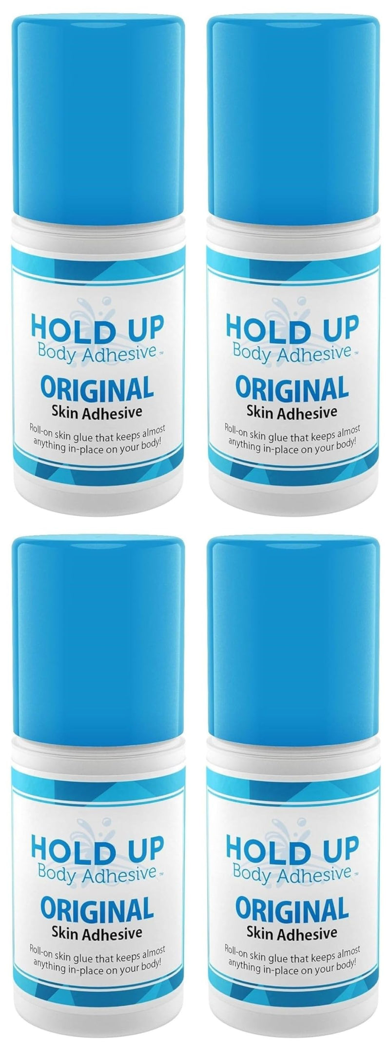 Original - Body Glue for Dancers, Butt Glue for Dancers, Roll On Skin Adhesive for Compression Stockings, Sock Glue, Clothing, Costume, Fashion, Dance, 2 oz. Bottle - 4 Pack