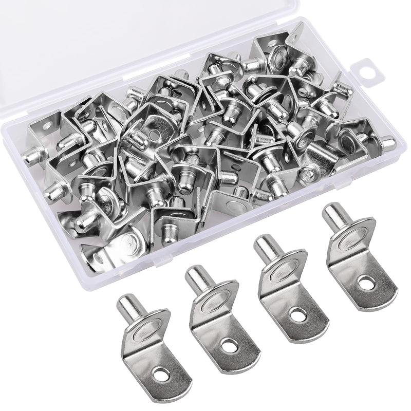 50 Pcs Shelf Pegs Pins，1/4 Inch Upgraded Diameter L-Shaped Perforated Nickel Plated Shelf Pins, Cabinet Shelf Pegs for Shelves, Shelf Support for Bookshelf Kitchen Cabinet Shelf Pegs.