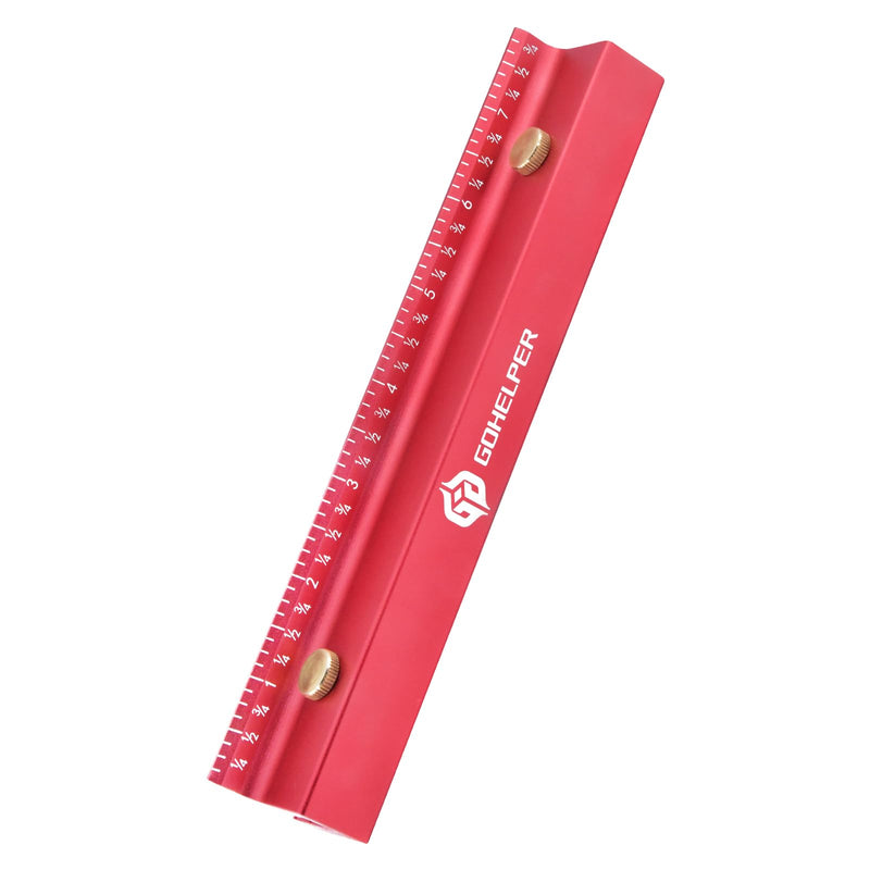 8 Inch Removable Carpenter Framing Square Fence with Edge Marking Ruler, Anodized Solid Aluminum Alloy Body & Brass Knobsn for Woodworking Measuring Ruler Stops Fences Red