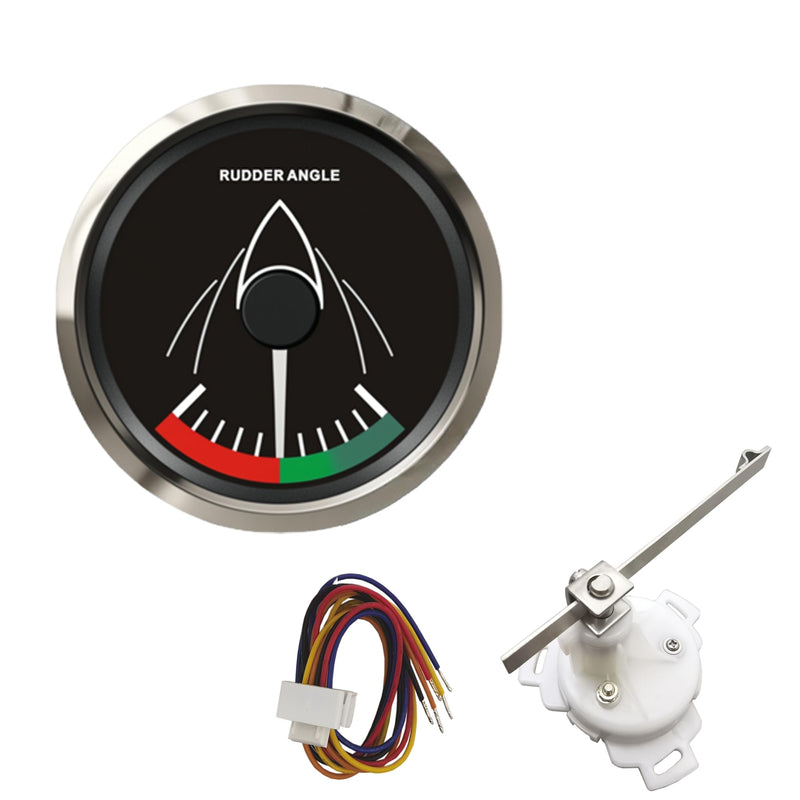 52mm Rubber Angle Indicator 0-190 ohm 9-32V Marine Rudder Angle Meter Yacht Boat Direction Gauge with Mating Angle Sensor