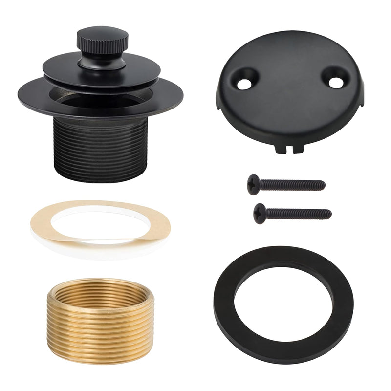 BlueStars Lift & Turn Tub Trim Kit Set with Two-Hole Overflow Faceplate - US Standard Size Fits 1.40"-1.50" Holes - Complete Kit with Fine Thread/Coarse Thread & No-putty Gasket Assembly