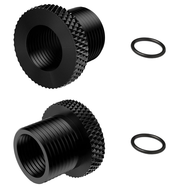 2 Pack Thread Protector 1/2-28 to 5/8-24 Thread Adapter Steel with Rubber Washer Black 1/2 x 28 convert to 5/8 x 24