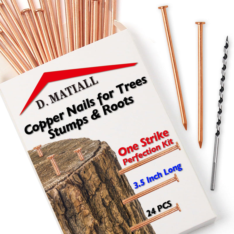 Copper Nails – 3.5 Inch Roofing Nails 24pcs – 99.95% Pure Copper Nails for Roof, Copper Flashing, Tree, Stump Remover, Roots, Landscaping & Crafts 3.5" Copper Nails, 24pcs