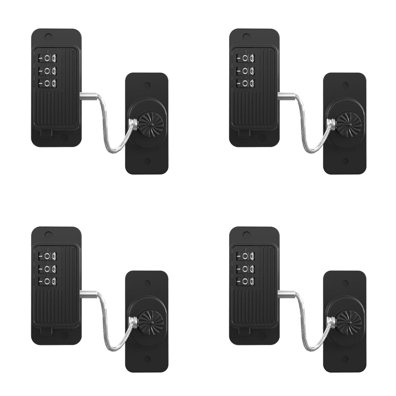 Heavy Duty Combination Refrigerator Lock (4 Pack) - Cabinet Locks Baby Proofing, No Drilling Adhesive Fridge Locks, for Fridge, Cabinets, Drawers, Window and Child Safety Cabinet Lock Black 4pcs