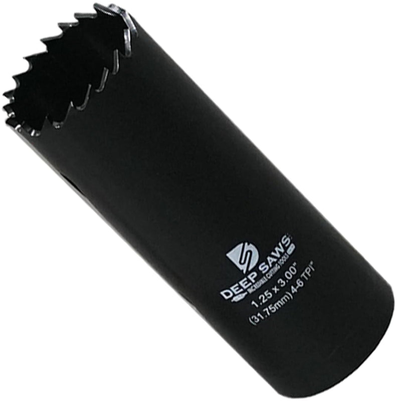 3" Deep 4-6 TPI Hole Saw for Steel, Stainless Steel, Aluminum, Wood, Plastic, Fabrication, and Construction (1.25") 1.25 inch