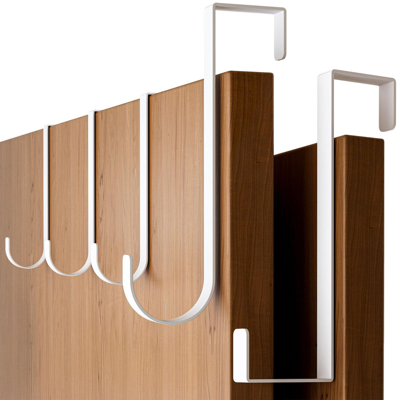 4smile Over The Door Hooks 5 Pack - White Coat Hanger x 4 & 2-Sided Wreath Hanger x 1 Set, Towel Holder for Door Width up to 1 3/8", Hooks for Hanging with Anti-Scratch Pads & Removable Non-Slip Dots 5 Set
