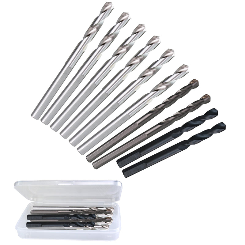 1/4 Inch Pilot Drill Bit Set for Hole Saw Arbor High Speed Steel and Carbide Tipped Drill Bit Cutting Multiple Material Hard Metal Wood Plastic Stuck Brick with 10pcs Set 10PC-SET