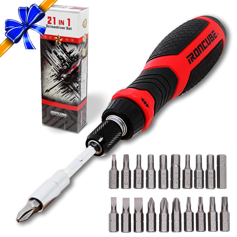 Multi Ratcheting Screwdriver Set: 21 in 1 Magnetic Multiple bits Suitable for Everyday Household Use 21-in-1 Screwdriver