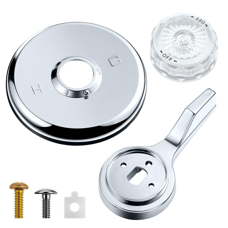 Dreyoo Replacement for MTR-5 Shower Trim Kit, Compatible with Mixet Tub and Shower Knob Replacement, 5-1/2 OD Escutcheon, Chrome Temperature Control Handle, Clear Volume Control Handle
