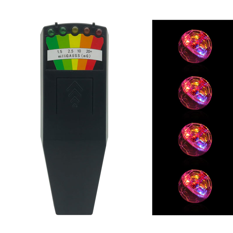 Ghost Hunting Equipment Kit, Include 1 pc Emf Meter and 4 pcs Motion Light up Cat Balls, Paranormal Equipment，Home and Office EMF Detection