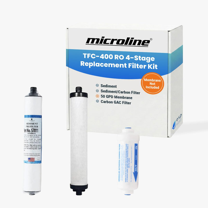 Microline TFC-400 RO Replacement Filter Kit – Annual Supply Bundle Includes Filters S7011, S7028, K2333-KK, Reverse Osmosis Membrane Not Included, Use with TFC-400 Under-sink Drinking Water System Filter Kit without RO Membrane