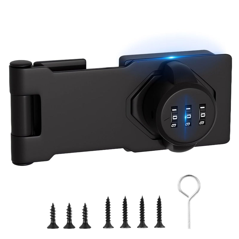 Bifold Door Lock 3-Digit Password Keyless Cabinet Door Locks with Combination Sliding Closet Lock Pantry Door Lock, Closet Door Lock for Double Barn Shed Door Yardlock for Garage Garden 1PCS Black 1Pack