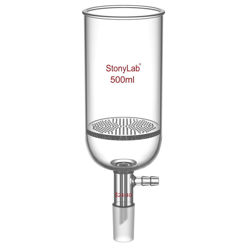 stonylab Glass Buchner Filtering Funnel, Borosilicate Glass Plate Filter Funnel with 10 mm Hose Connection and 24/40 Standard Joint for Filter Test, 500 ml 500.0 Milliliters Column 1 BB-Buchner-FilterFunnel-ALL