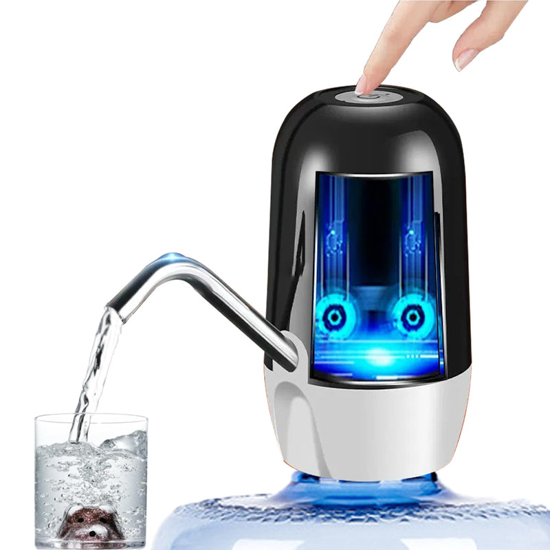 True Dual Water Pump 5 Gallon Water Dispenser,Portable High Battery Capacity USB Charging Water Jug Pump Easy to Use Water Dispenser for 5 Gallon Bottle Camping Black