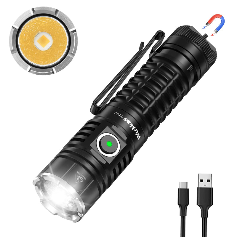 Wurkkos TS22 Flashlight High Lumen Rechargeable - 4800 Lumens Super Bright 70.3 HI LED Flashlight USB C Charging IP68 Waterproof Regulated Output for Dog Walking Ramping Emergency Hiking 70.3 HI 5000K