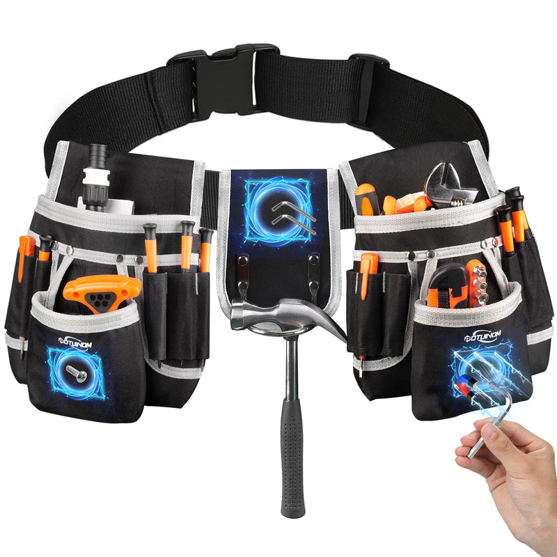 Tool Belt, Magnetic Tool Pouch with 26 Pocket Tool Belts for Men Heavy Duty Tool Pouch Bag, Detachable Tool Bags for Carpenter, Electrician, Woodworker, Construction