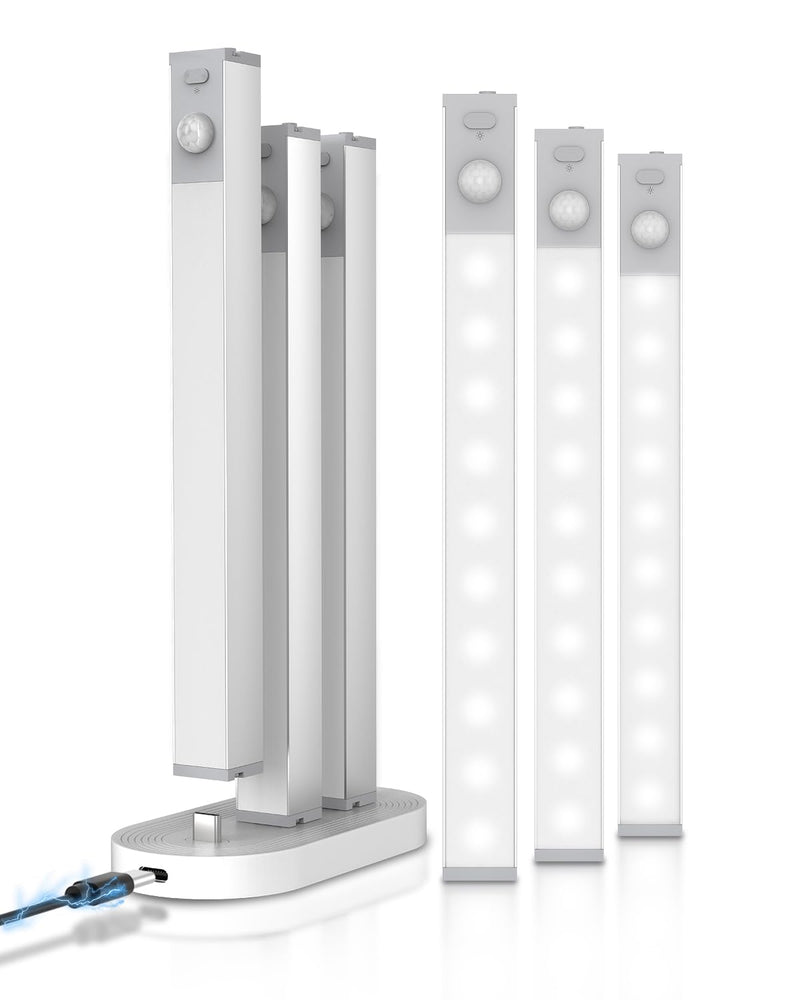 6 Pack Led Under Cabinet Lights Wireless with Charging Station, 7’’ Rechargeable Motion Sensor Light Indoor, Dimmable Closet Lights for Cabinets, Bookshelf, Stair, Hallway 6 Pack with Charge Station