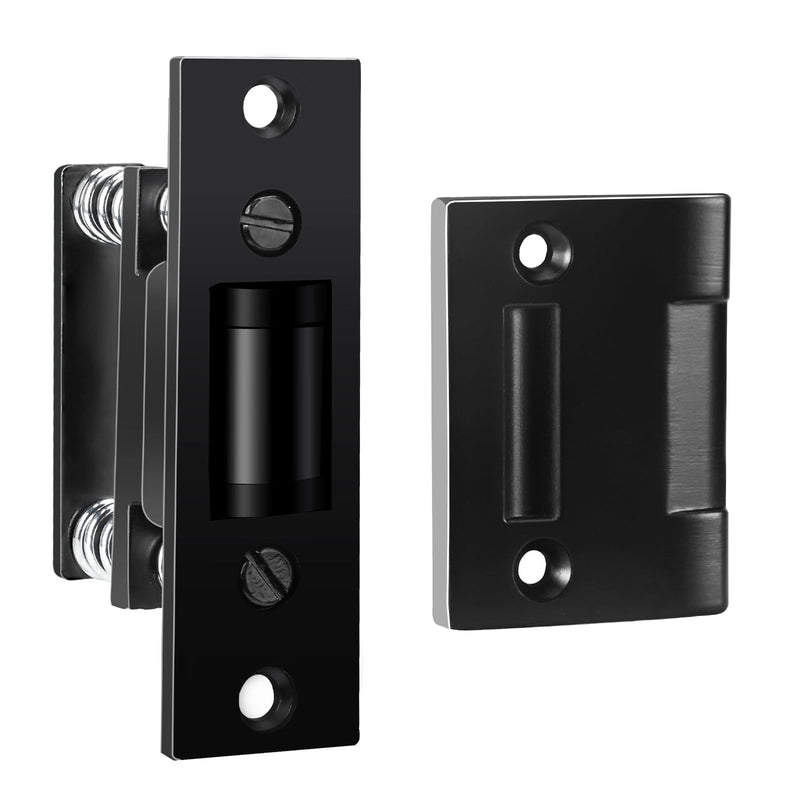 HOMOTEK 1 Pack Commercial Heavy Duty Door Roller Catch, Drive in Ball Catch with Strike Plate Solid Zinc Adjustable Silent Door Latch, Spring Tension Roller, Black