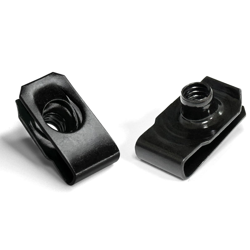 1/4"-20 Black U-Style Clip-On Nut, U-Type Carbon Steel Regular Extruded U-Nut, Pack of 20 1/4"-20 Black Carbon Steel