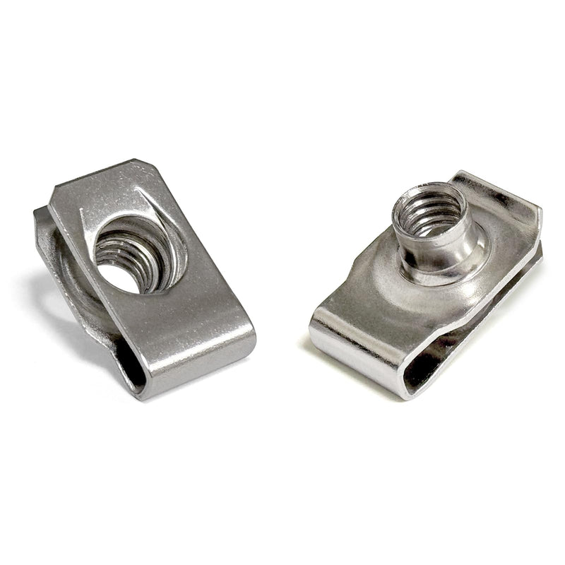 M6 U-Style Clip-On Nut, U-Type Stainless Steel 18-8 (304) Regular Extruded U-Nut, Pack of 50 M6 304 Stainless Steel
