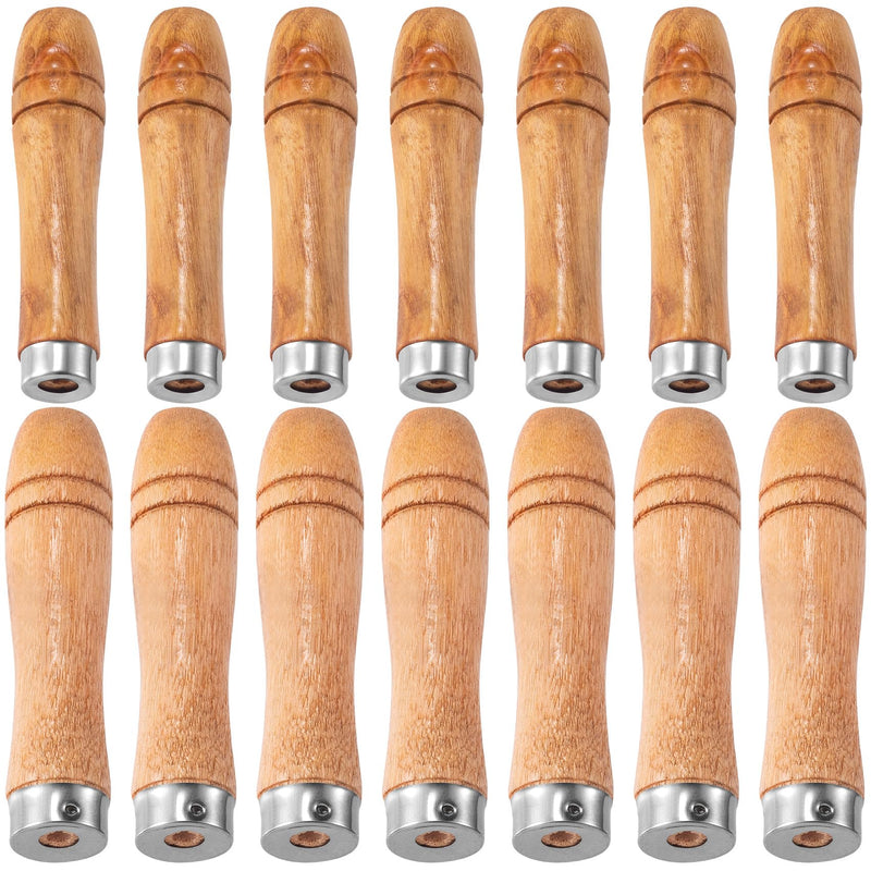 Wooden File Handle with Strong Metal Collars 20pcs, 10pcs Medium Wooden Handle for 6"-8" File and 10pcs Large Wood Handle for 10"-12" File, Screwdriver Hand Drill File Handle Yellow-2