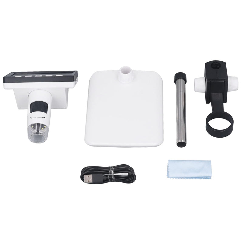 LCD Digital Microscope,4.3 Inch Screen 50x 1000x Magnification 2MP HD Camera 8 LED Light Metal Stand Rechargeable USB Microscope PCB Inspection Industrial Repair