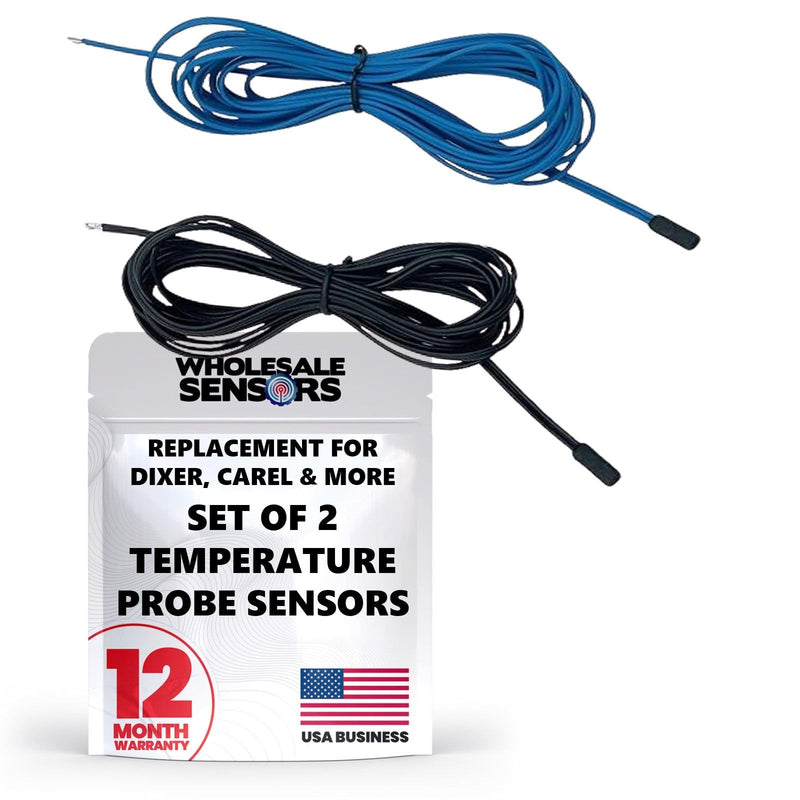 Replacement Temperature Probe Sensor Set for Commercial Refrigeration | 36-Month Warranty, Black Evaporator Sensor, Blue Room Sensor, Fits Commercial Refrigerators & Freezers