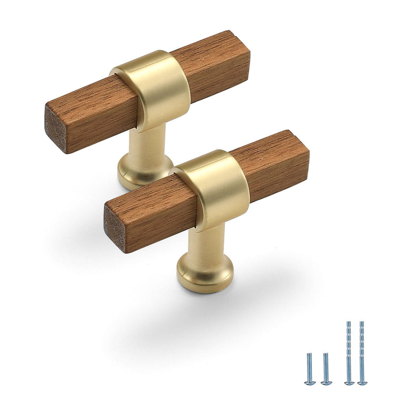 （6 Pack Walnut Wooden Drawer Pulls Beech Wood Drawer Handles Wood Hardware for Cabinets Dressers Wood Cabinet knobs Wooden knobs for cabinets and Drawers 6 Walnut -k