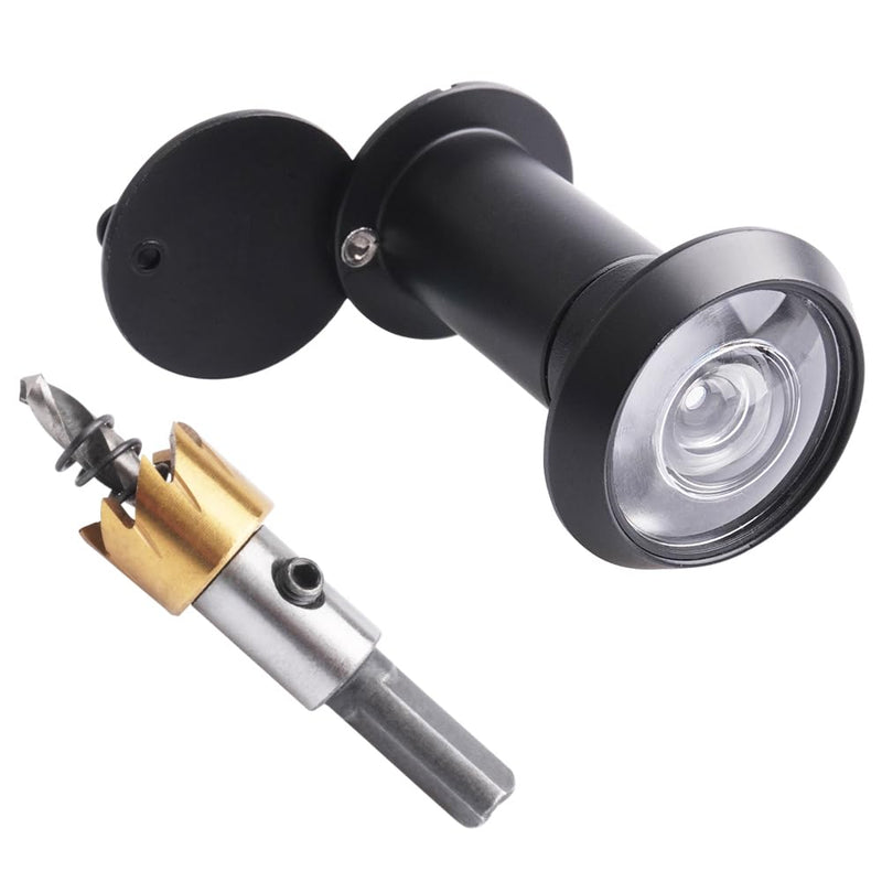 Door Viewer Peephole, Door Viewers with 0.63inch/16mm Drill Bit Kit, Fits 1-3/8" to 2-1/4" Front Door, 200 Degree Wide Angle Peep Eye Hole, Anti Peeping Reverse Privacy Covers - Matte Black