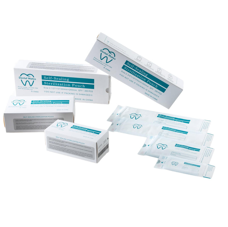 Self Seal Sterilization Pouches 200pcs, 1,000pcs and 2,000pcs Pack(1 Box 200 Pouches) Sizes 2.25x5, 3.5x6.5, 2.75x10, 3.5x10, 5.25x10, 7.5x14, 10.5x20 inches(200, 3 1/2" x 6 1/2") 3 1/2" x 6 1/2"
