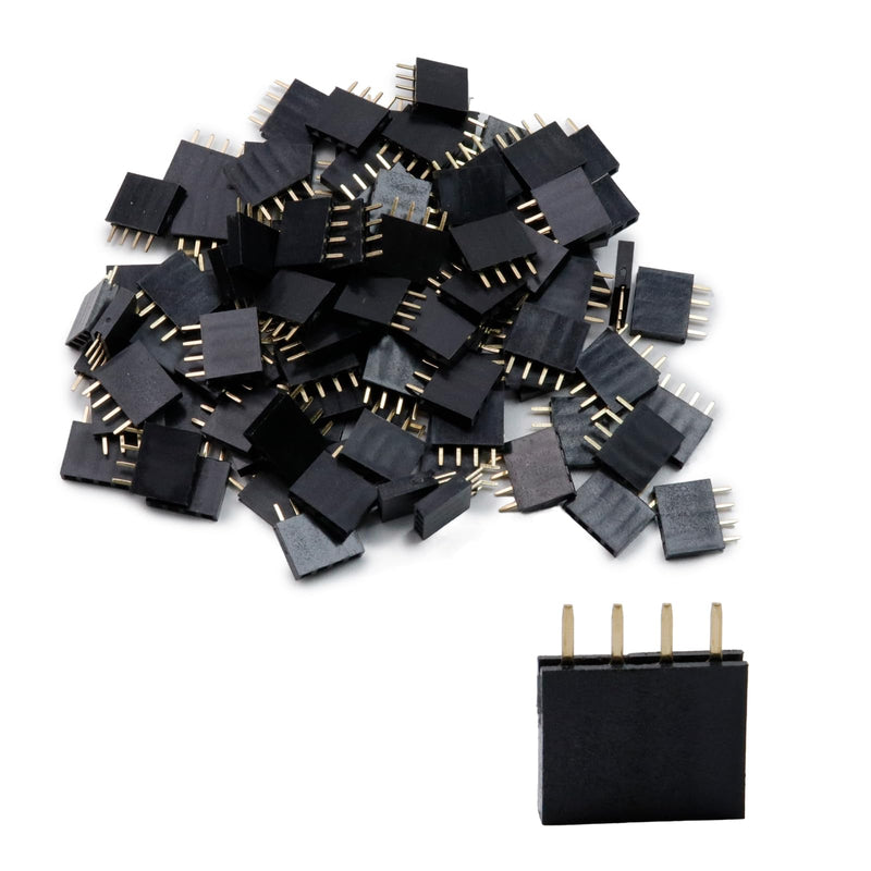Female PCB Header 4 Way 2.54mm Pitch Connector - 100 pcs 1*4