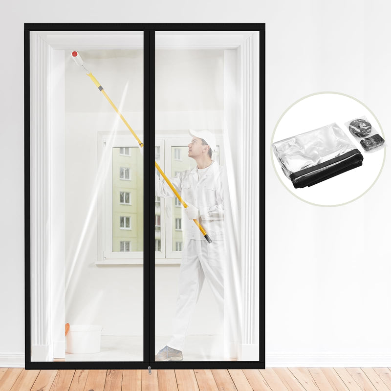 Amylove Zipper 60 x 102 Inch Dust Barrier Door Kit, 5 x 8.5 ft Construction Black 1